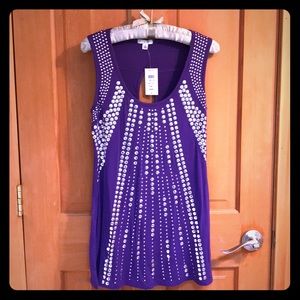 Bright purple and silver Caché top